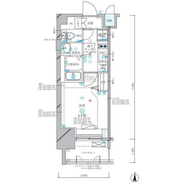 A 1Kの間取り図