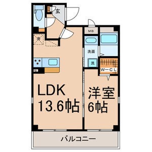 A 1LDKの間取り図