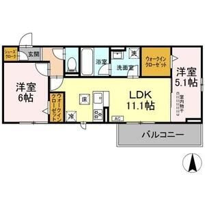 102 2LDKの間取り図
