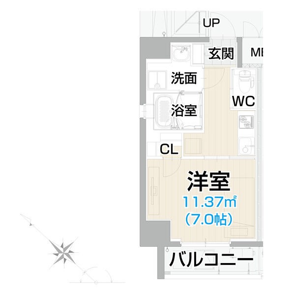 B 1Kの間取り図