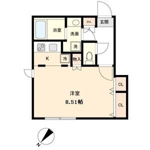 F 1Rの間取り図