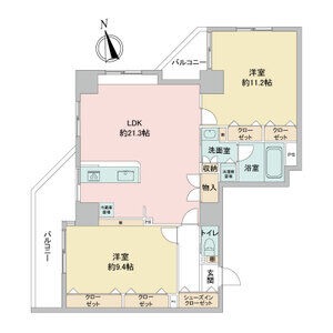 B 2LDKの間取り図