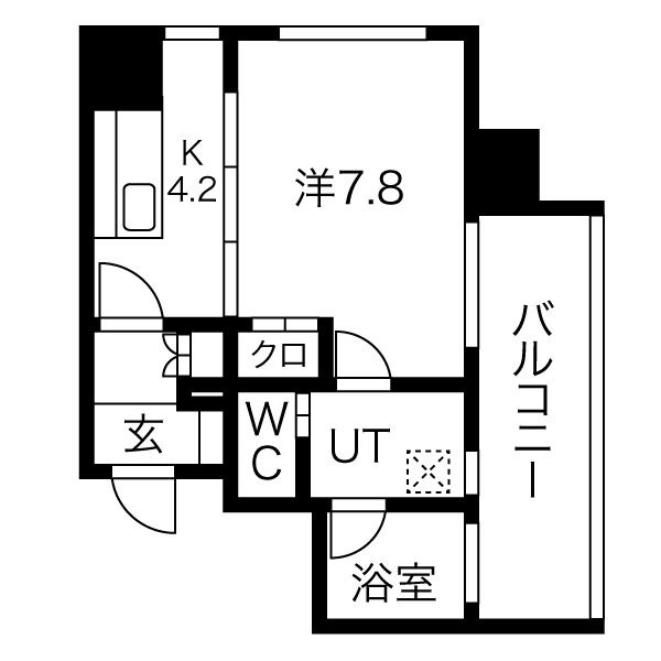 C 1DKの間取り図