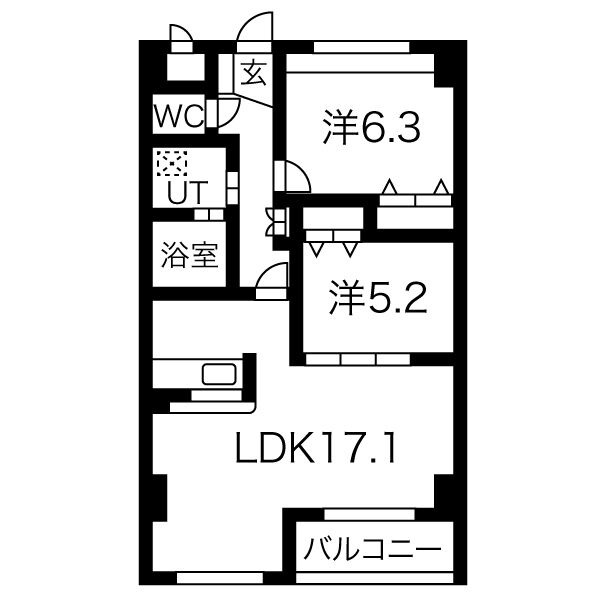 402 2LDKの間取り図
