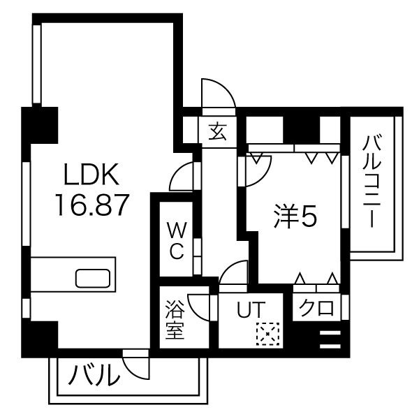 A 1LDKの間取り図