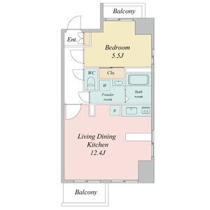 C 1LDKの間取り図