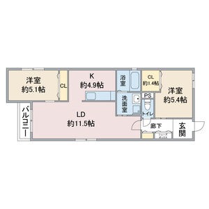2LDKの間取り図