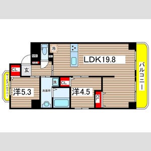 C 2LDKの間取り図