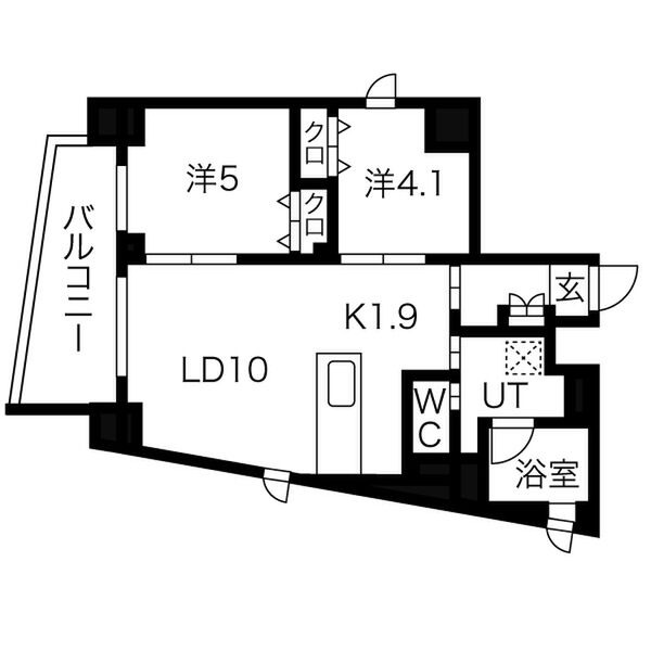 B 2LDKの間取り図