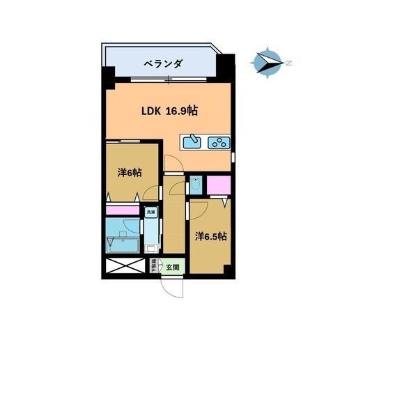 203 2LDKの間取り図