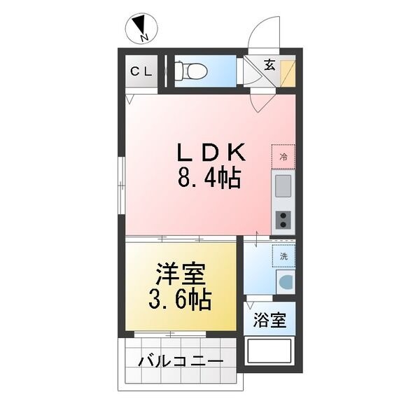 A 1LDKの間取り図