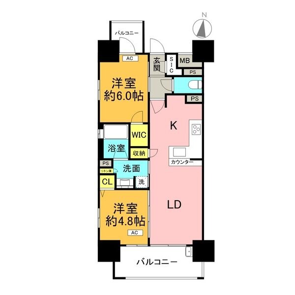 A 2LDKの間取り図
