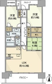 B 3LDKの間取り図