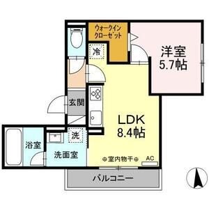201 1LDKの間取り図