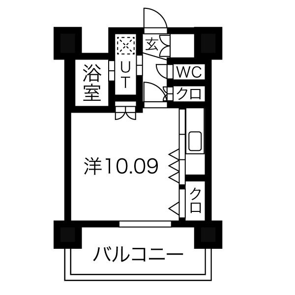 B 1Kの間取り図