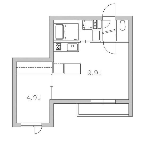 B 1LDKの間取り図
