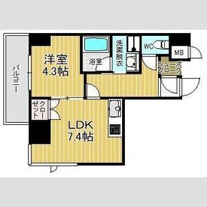 701 1LDKの間取り図