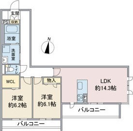 C 2LDKの間取り図