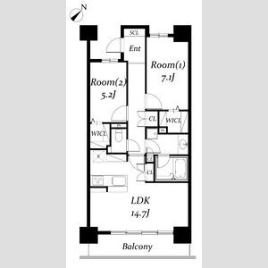 T 2LDKの間取り図