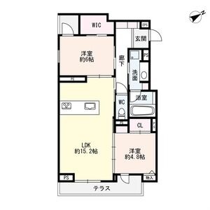 B 2LDKの間取り図