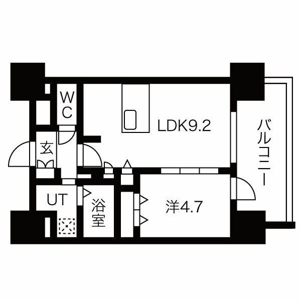 701 1LDKの間取り図