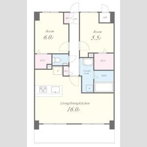 B' 2LDKの間取り図