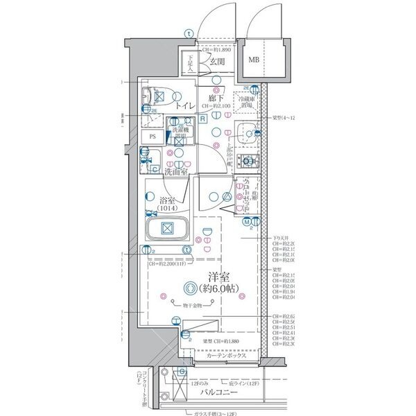 A1 1Kの間取り図