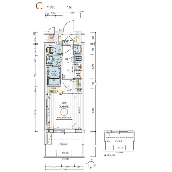 C 1Kの間取り図