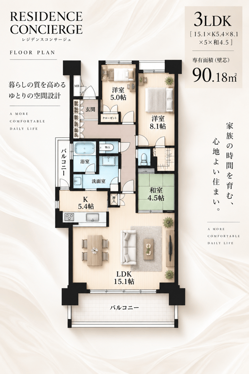 N 3LDKの間取り図
