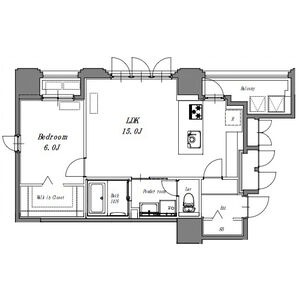 B 1LDKの間取り図