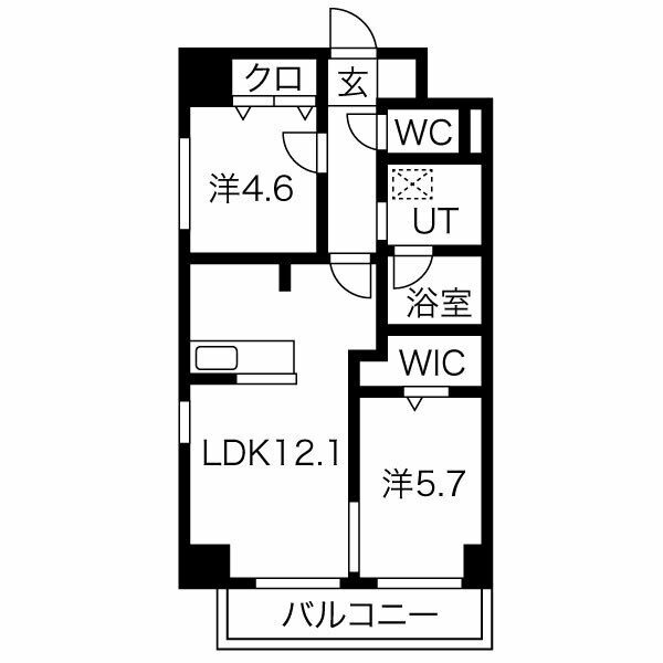 502 2LDKの間取り図