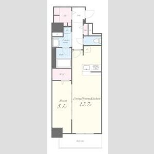 E 1LDKの間取り図