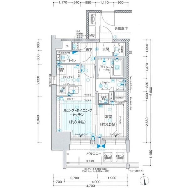 A 1LDKの間取り図