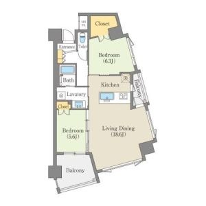 A 2LDKの間取り図