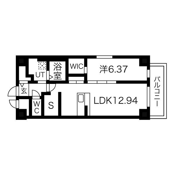 A 1LDK+Sの間取り図