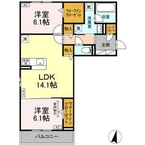 C2 2LDKの間取り図