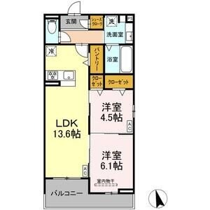 C2 2LDKの間取り図
