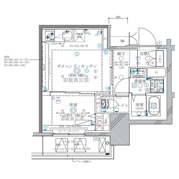 B 1DKの間取り図