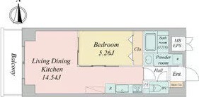 B 1LDKの間取り図