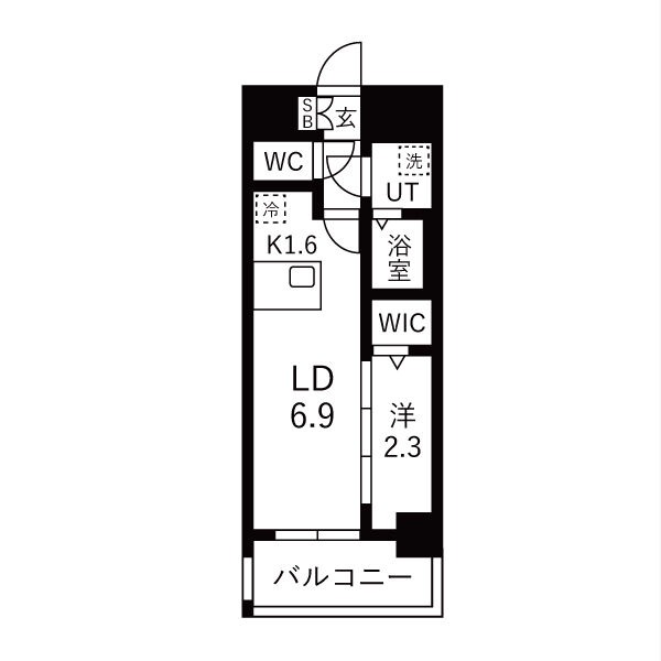 C 1LDKの間取り図