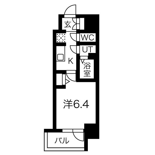 D 1Kの間取り図