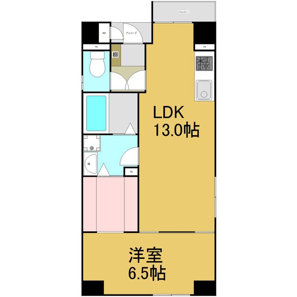 802 1LDKの間取り図