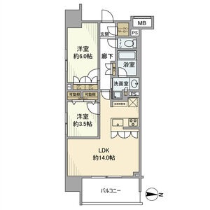 2LDKの間取り図