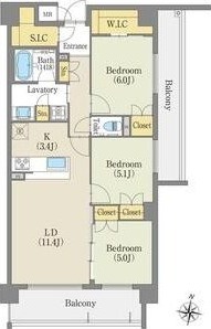 D 3LDKの間取り図