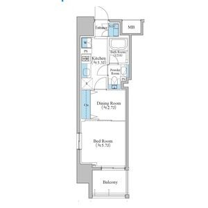 E 1DKの間取り図