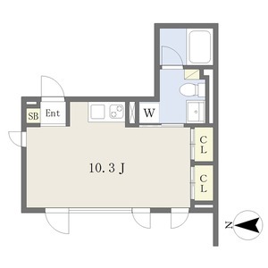 D 1Rの間取り図
