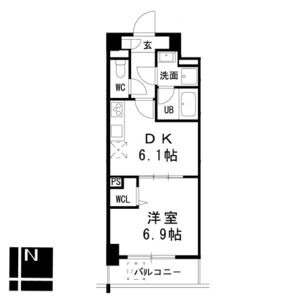 F 1DKの間取り図