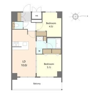 B2 2LDKの間取り図