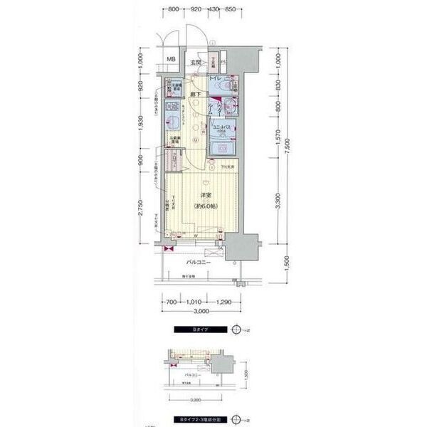 B 1Kの間取り図