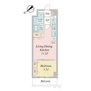 0615 1LDKの間取り図